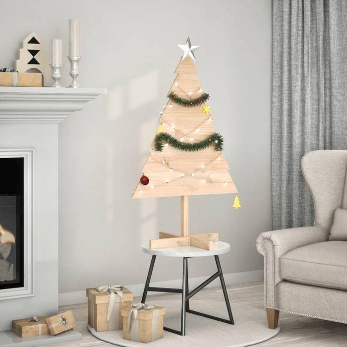 Arbre décoratif de Noël - vidaXL - 110 cm - Bois massif - Marron - Asymétrique