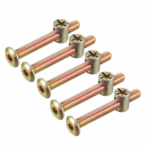 uxcell Furniture Bolt and Nut Set, Hex Socket Head Screws with Nuts for Beds, Headboards, and Chairs, M6x50mm, 5 Sets