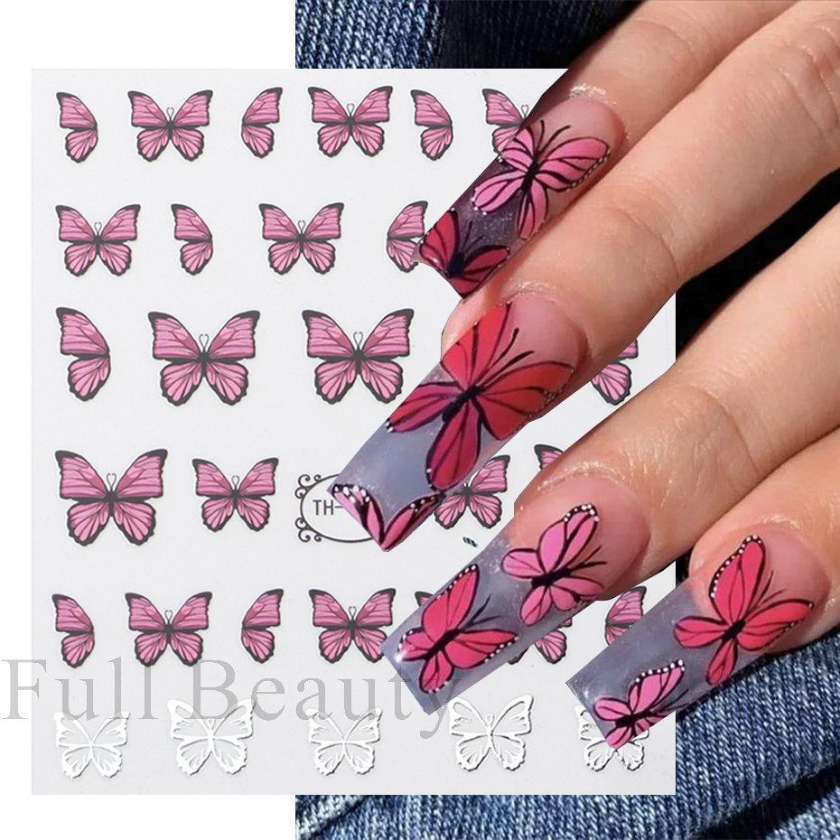 Nail Art Stickers Ins Spring Blue Variety Butterfly Fresh Thin Tough Adhesive Nail Stickers