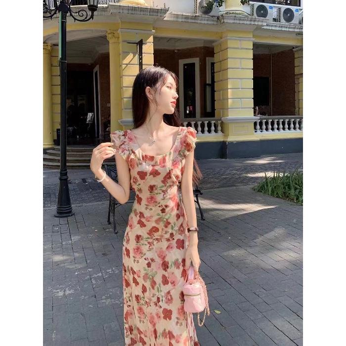 Women's Summer 2024 French-Inspired Seaside Long Dress