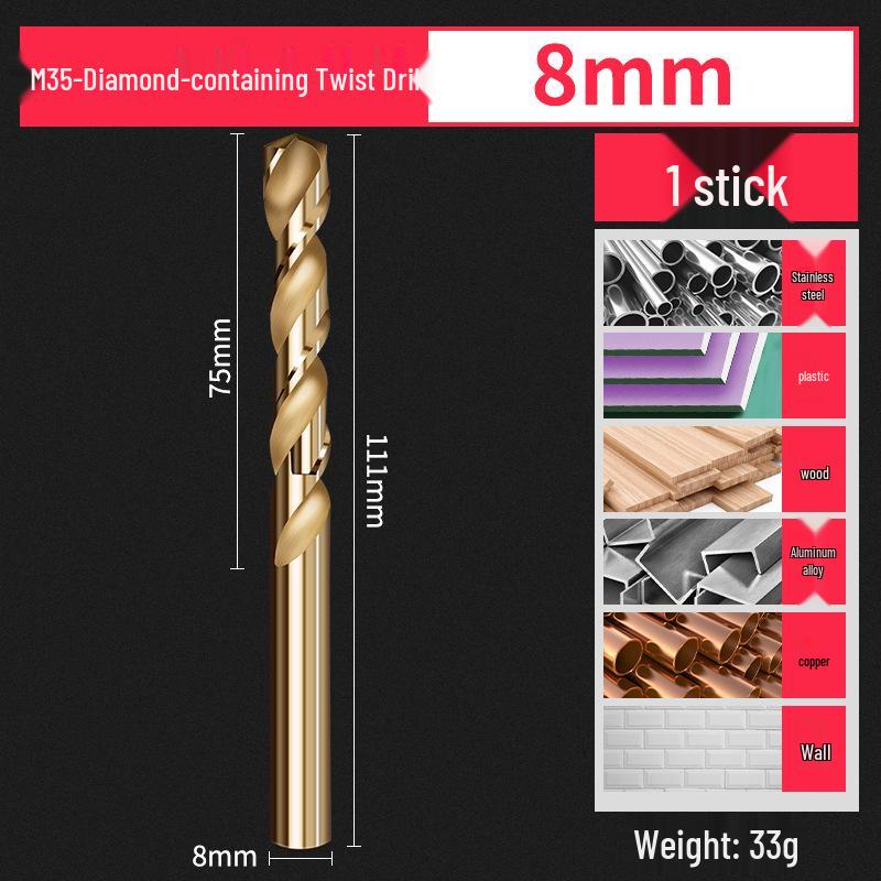 Cobalt-Enhanced Extended Length Twist Drill Bit Set - Super Hard Stainless Steel Alloy, 4.2mm.