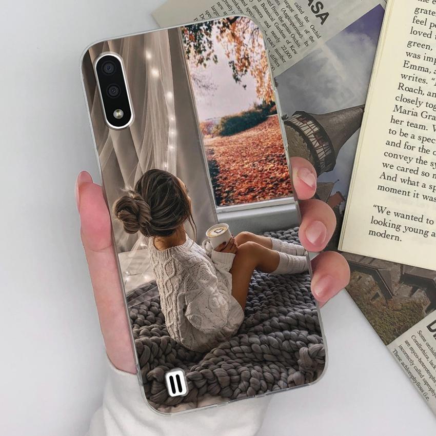For Samsung A9 C7 M31 M01 M10 F13 Gentle Girls Phone Casing Luxury Transparent Lens Protection Shockproof Shell For Samsung Silicone Handphone Covers