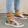 Spring 2025 New Arrival Plus Size Women's Flat Casual Shoes Floral Ethnic Style Lace-Up Front Lightweight Shoes
