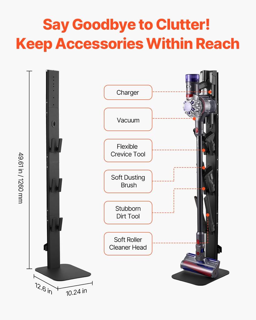 VEVOR Vacuum Stand, Compatible with Dyson G5 V15 V12 V11 V10 V8 V7 V6 Series Upright Vacuums Cleaners & Accessories