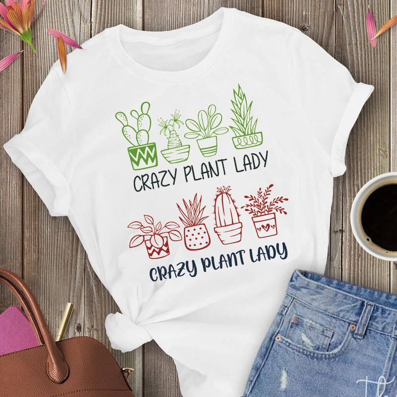 

2023 Sale Women White Cartoon Floral New Cute Flower Fashion Ladies Summer Lady Print Tee Stylish Tshirts Clothes T-Shirt L