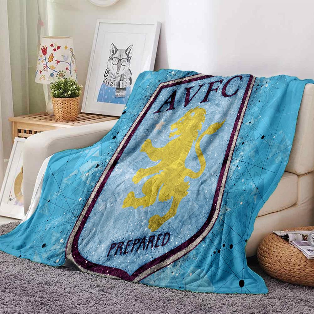 Aston Villa Crest Design Flannel Blanket, Soft Polyester, Modern Design, All-Season for Camping, Travel, Gifts for holidays or birthdays
