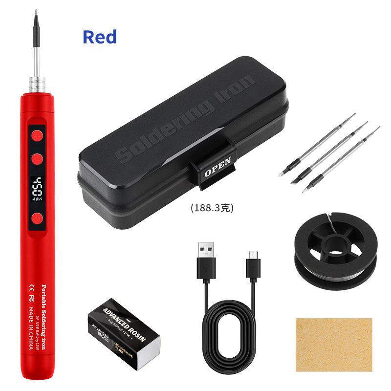 Digital Display USB Soldering Iron 5V/15W Adjustable Temperature Cordless Welding Tool for Electronics Repair & DIY Projects
