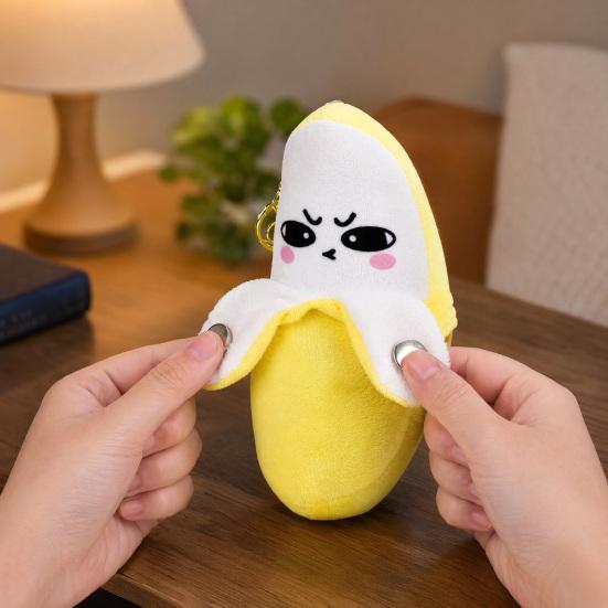 Peluche de Plátano Musical, Metrónomo Sensible a la Fruta Plátano con Sonidos, Juguete de Sonido Interactivo para Niños, Lindo Llavero de Fruta con Sensor de Movimiento