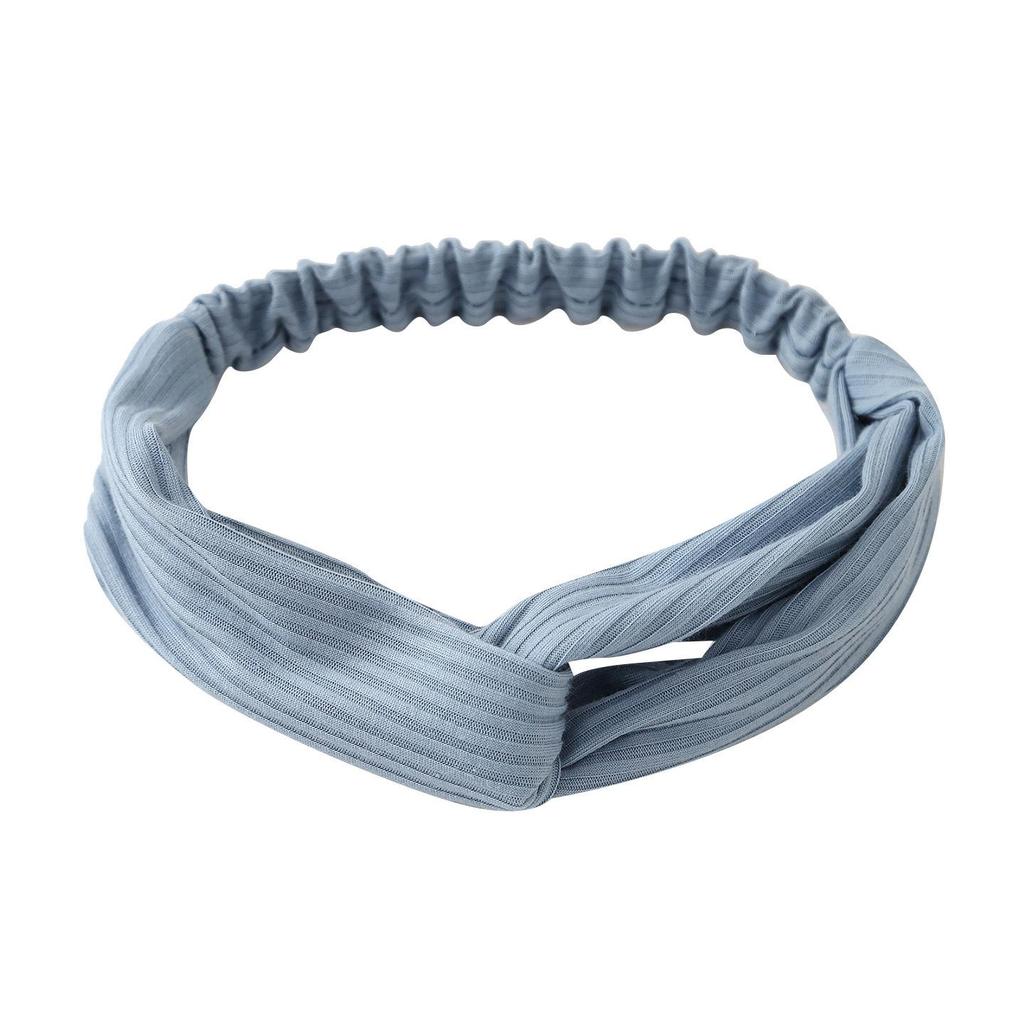 European & American Knit Crossover Headband: Pure Color Elastic Yoga Sports Hair Tie for Women