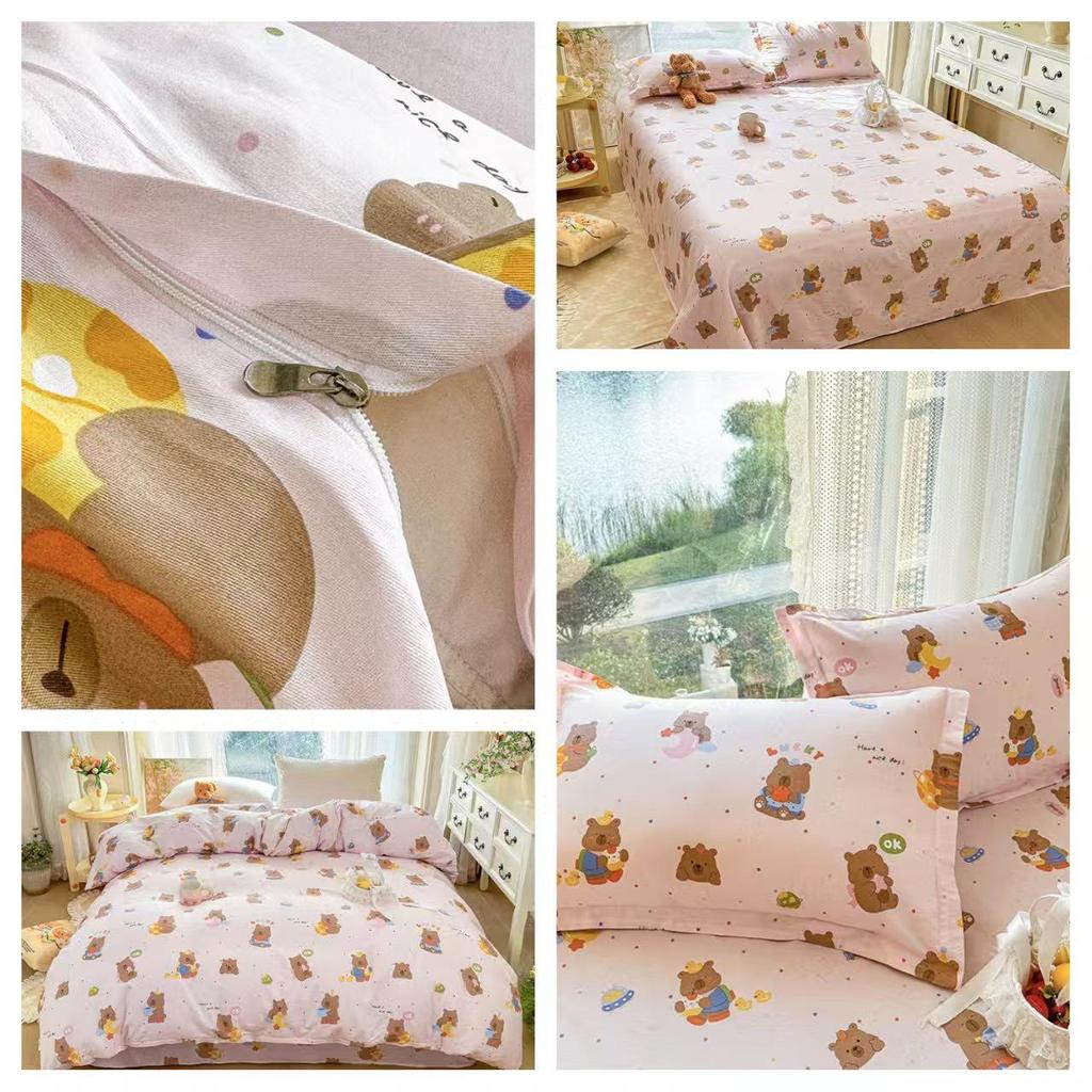 Class A Pure Cotton Bed Sheet, Duvet Cover, and Pillowcase Set – Available in Three-Piece or Four-Piece, All Seasons, Home/Homestay