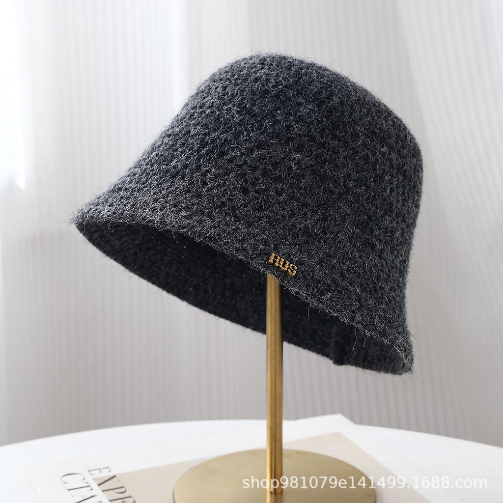 Solid color exquisite feeling women's bucket hat retro trend basin hat new simple personality temperament texture bucket hat