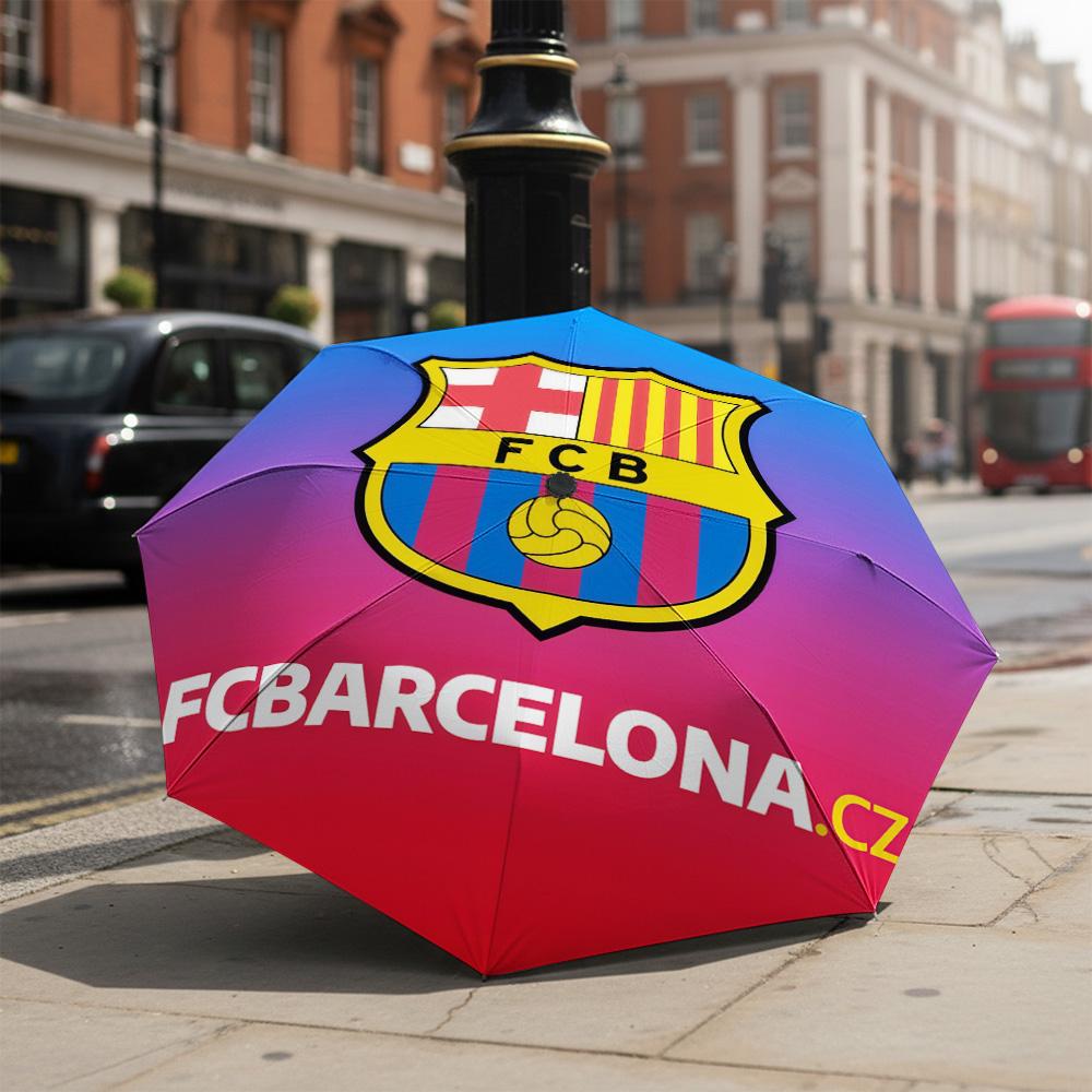 1 PC Automatic Folding Umbrella-Barcelona Football Club Pattern, Portable & Foldable Design with 8 Ribs, Christmas Birthday Gifts