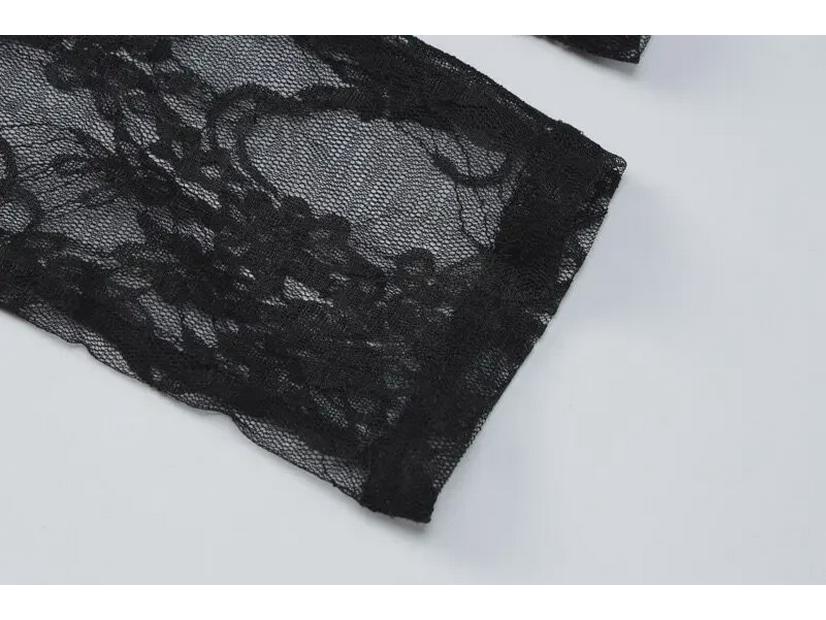 2023 Sexy Lace See-Through Long-Sleeve Jumpsuit for Women - Slim Fit, Popular European & American Fashion