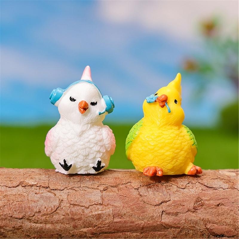 Parrot Figurines Mini Parrot Decors Waterproof Toy Playsets Miniature Doll Garden Figurines Cake Toppers Parties Favor