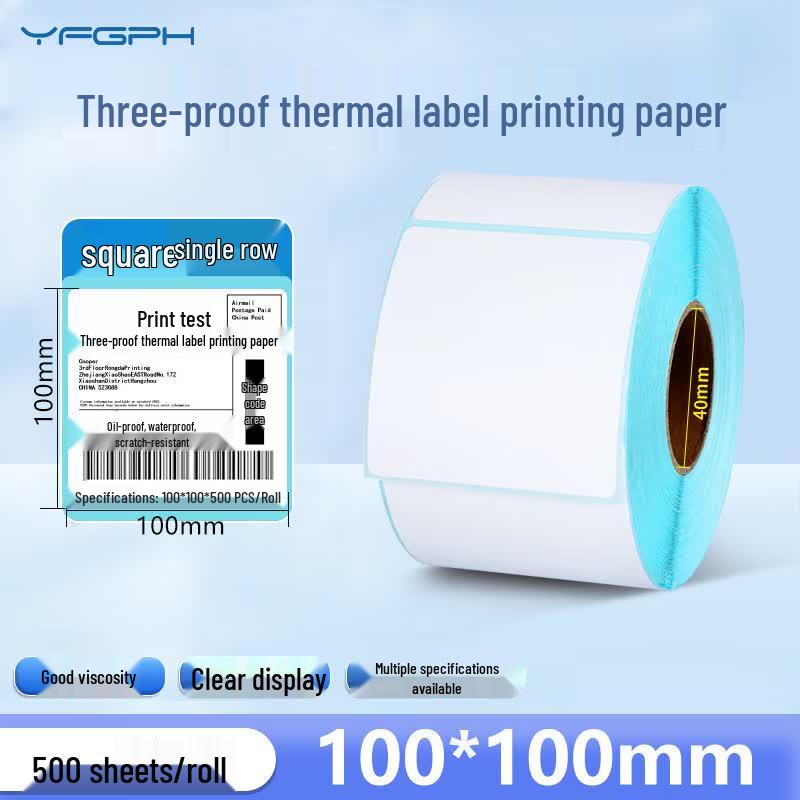 YFGPH 100x100mm Thermal Labels, 500 Count Roll