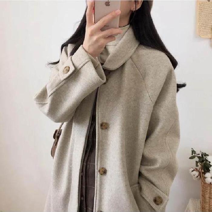 Women's Plus Size Mid-Length Wool Coat - New Korean Style for Autumn/Winter
