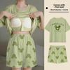 Cartoon Girl Summer Pajamas Set With Chest Padding For Sleep And Lounge Comfort