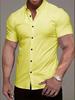 European And American Men'S Short-Sleeved Shirt 3D Digital Printing Casual Versatile Solid Color Muscle Men'S Lapel Shirt