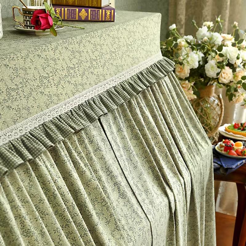 Premium American Retro Pastoral Piano and Stool Dust Cover Set