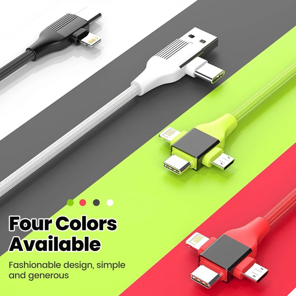 Cablu de încărcare USB C 5-în-1 Cablu de încărcare Tip C Cablu 4 în 1 USB Tip C Încărcare rapidă PD 65W 27W pentru IPhone Samsung Xiaomi