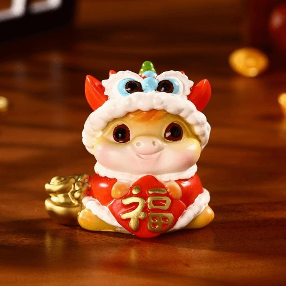 Cartoon Horse Figurine Resin Zodiac Ornaments Vivid New Year Mascot Miniature Office