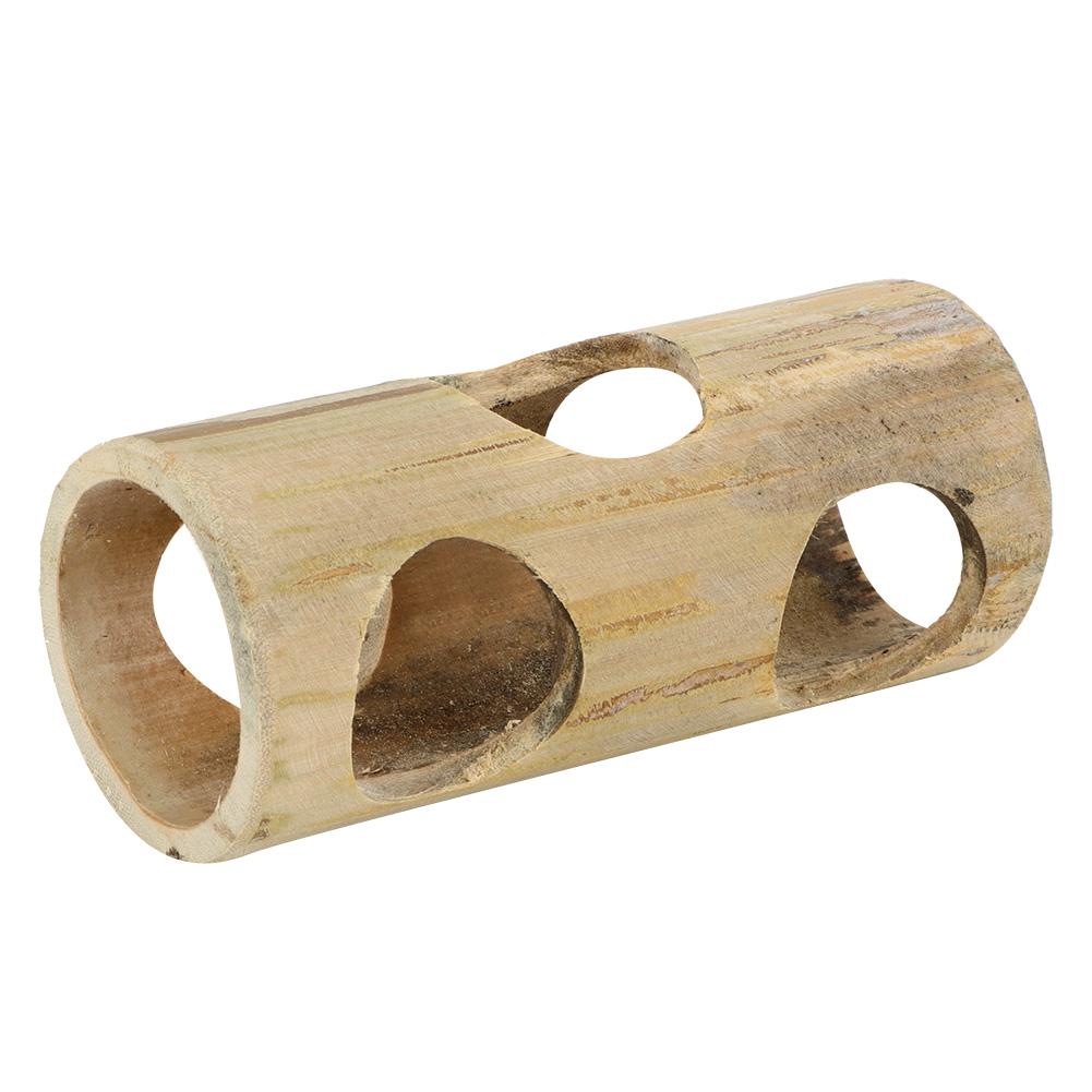 Pet Hamster Bamboo Tunnel Tube Shape Toy for Playing Tooth Grinding(S)