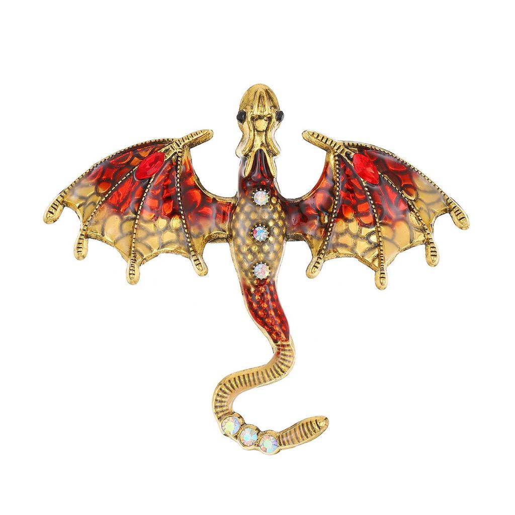 Retro Colorful Enamel Dragon Brooch - Unisex Lapel Pin & Necklace Accessory