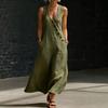 Summer V-neck Sleeveless Button Dress - Women's Holiday Casual Long Style