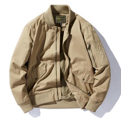 Giacca da Uomo Primavera e Autunno con Collo a Punta in Cotone Lavato Stile Retro Tooling Flight Giacca Aeronautica Militare Europea e Americana