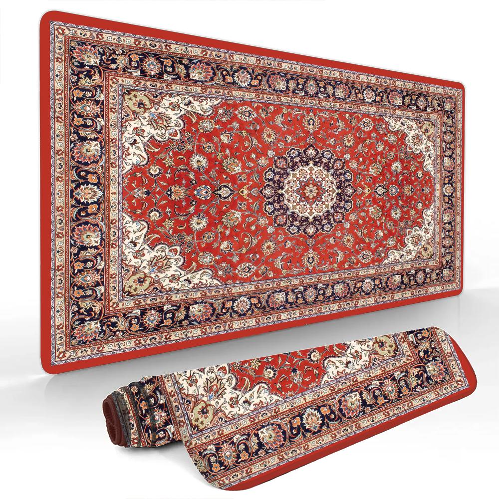 Red Aesthetic Persian Pattern Mouse Pad Desk Mat NonSlip Table Mats Office Mat Carpet Gaming Mats Tapis Souris Decorative Mat