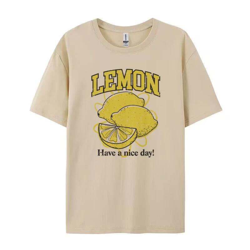 Retro Style Lemon Print TShirts Oversized Streetwear Graphic Tees Cute Aesthetic Fruit T Shirt Women Trendy Vintage Fashion Top