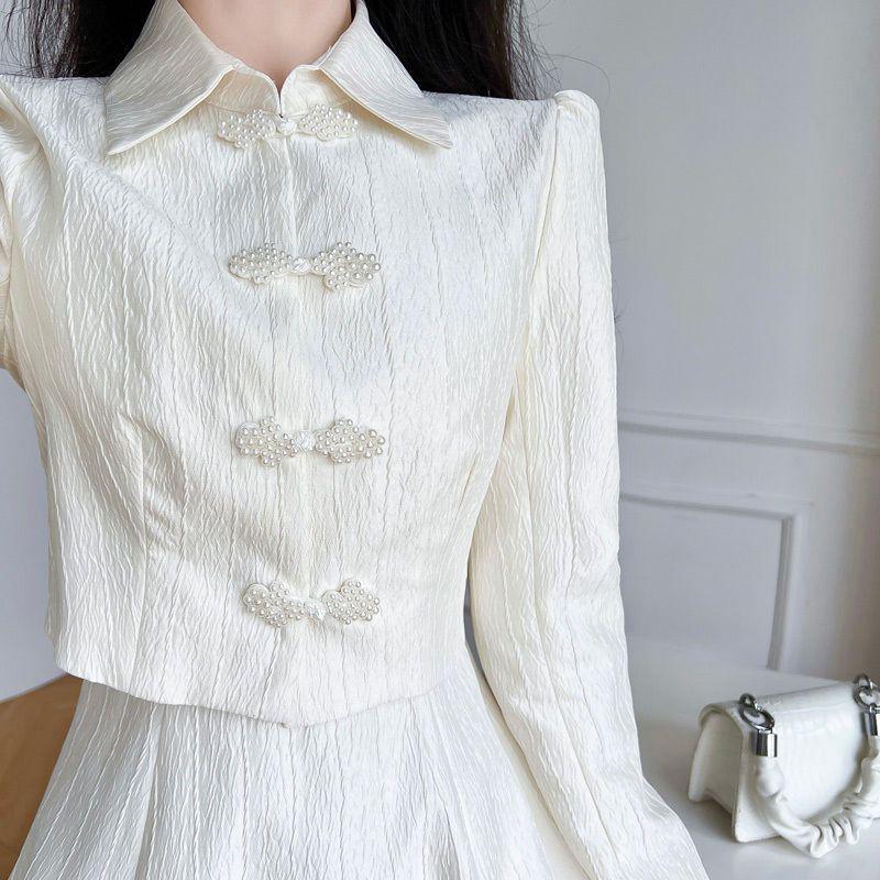 Women's Spring French-Style Cheongsam Two-Piece Dress with Suspender Top