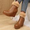 Wedges Fur Snow Ankle Boots Women's High Heels Designer Shoes for Woman Warm Cotton Shoes  Winter Fashion Dress Mujer Botas