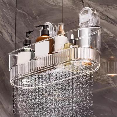 Yousheng-Aufbewahrungsregal, große Kapazität, starke Tragkraft, einfach zu installieren, ohne Bohren, Badezimmer-Saugnapf, Aufbewahrungsregal, Duschablage