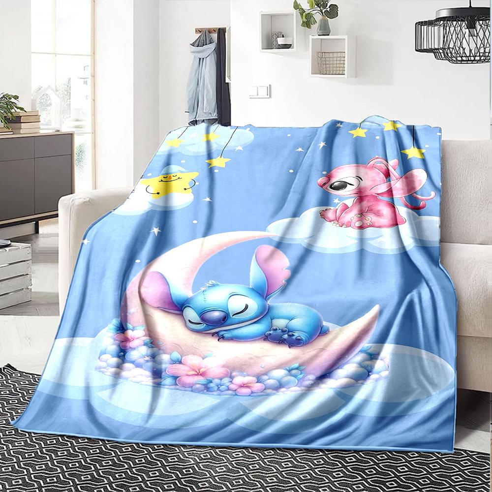 1pc Stitch Elephant blanket Lightweight Flannel Throw for Sofa Bed Travel Camping Livingroom Office Couch Chair