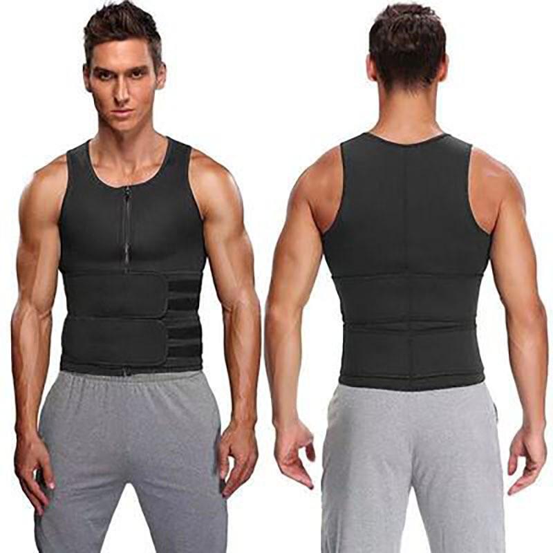 Men's Double Belt Shapewear Vest with Sweat-Inducing Rubber Corset - Ideal for Waist and Abdomen Support