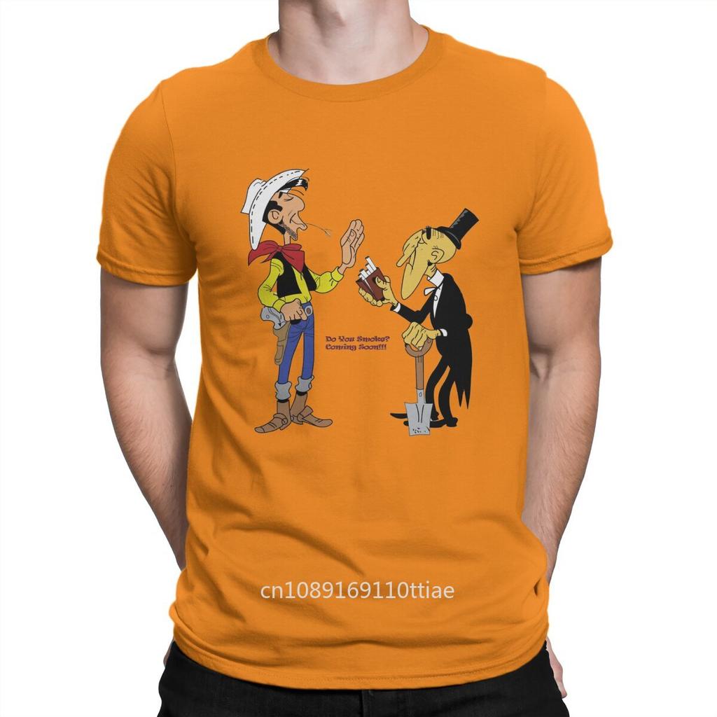 Lucky Luke And Undertaker Long Unique TShirt Lucky Luke Casual T Shirt Summer T-shirt For Adult