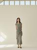 NOUVE [Set] Linen Sleeveless Cardigan + Skirt + Shawl - Melange Gray