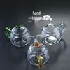 Heat-Resistant Glass Teapot with Colored Handle and Filter for Gongfu Tea