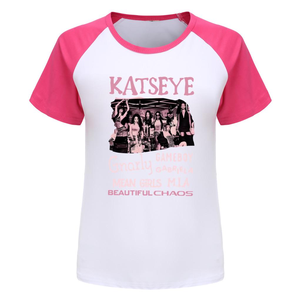 5296 Kinder Mädchen KATSEYE Print Freizeit-Baumwoll-T-Shirt