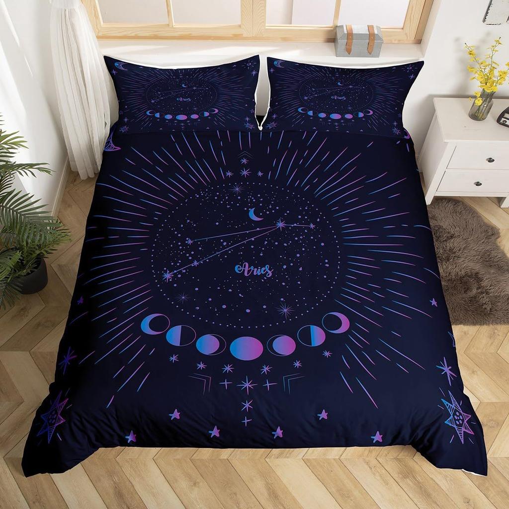 Bohemian Golden Moon Sun Print Duvet Set Bedding Kit