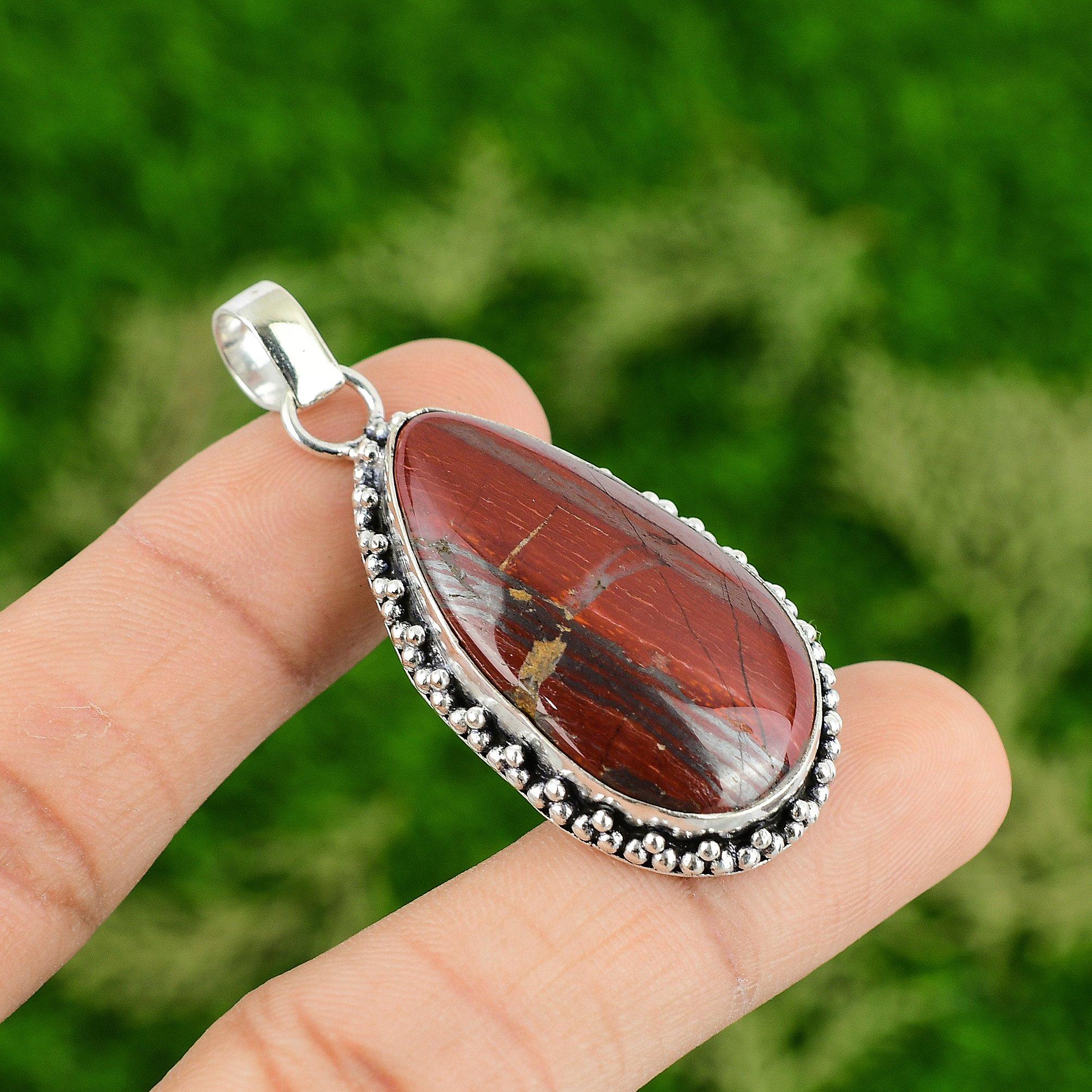 

Красная яшма змеиной кожи Подвеска Подвеска из стерлингового серебра 925 пробы Подвеска с драгоценным камнем Ручная работа Изящные украшения Подарки для мамы