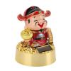 God of Wealth Figurine Solar Powered Automatic Nodding Durable Cai Shen Statue Decor for Home Car