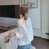 Women's Floral Lace Shirt with Lantern Sleeves - 2022 Spring/Summer Chiffon Hollow Top