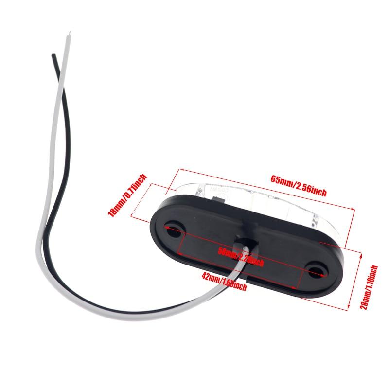 2stk 12v 24v Led sidemarkeringslys for tilhenger lastebiler Caravan Sideklaring markeringslys Lampe Led Lastebil Amber Rød Hvit 10-30V