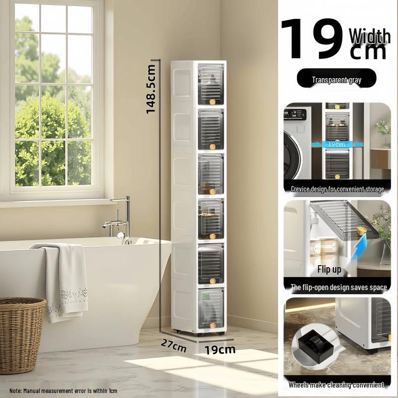 Large Capacity Floor-Standing Dustproof Gap Storage Cabinet for Bathroom