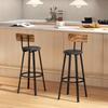 Set of Two Industrial-Style Bar Stools - Brown/Black