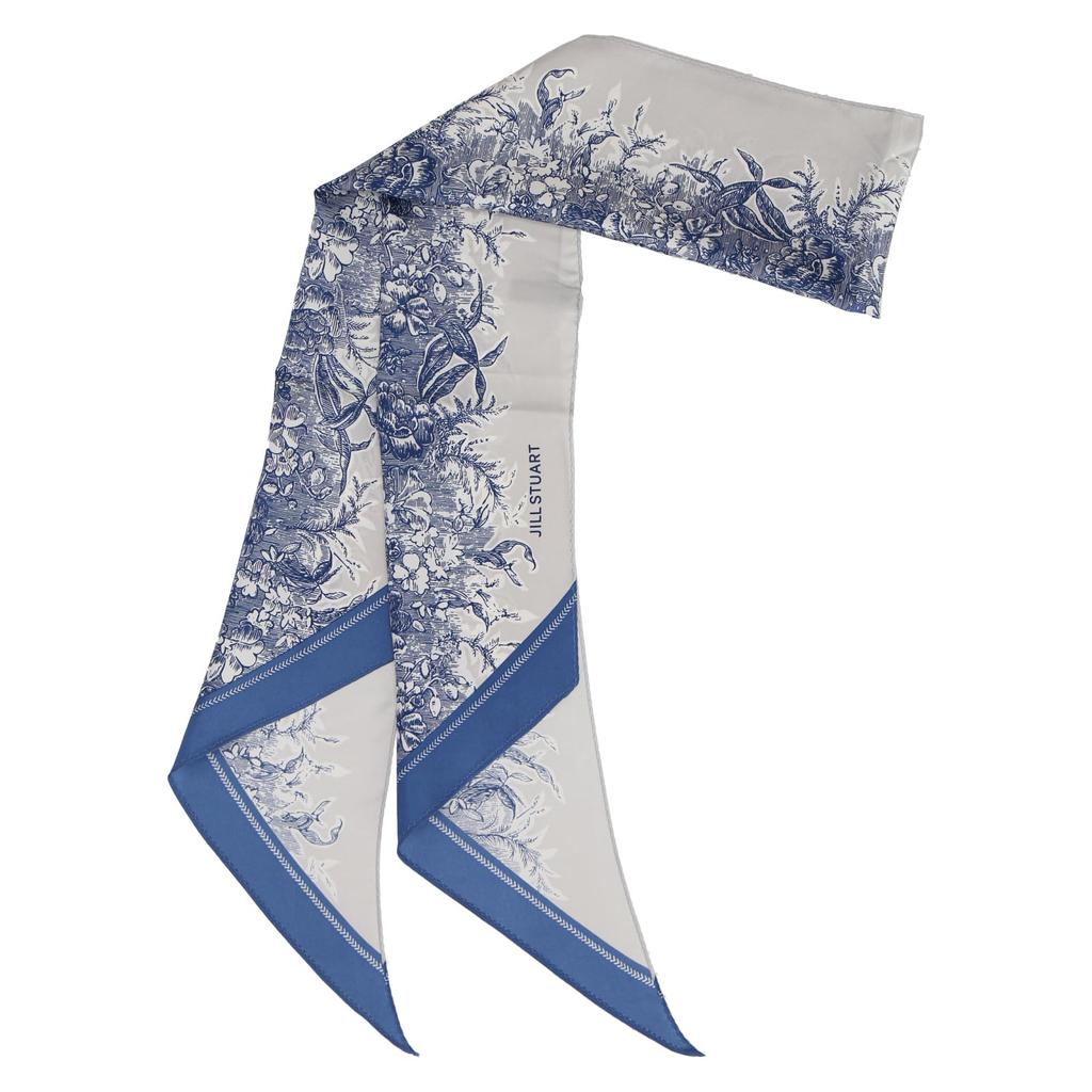 JILL STUART Silk Print Pointed Scarf 60109004B Blue Floral Pattern 100 Long Vintage Inspired Womens Neck Accessory 20cm x 150cm