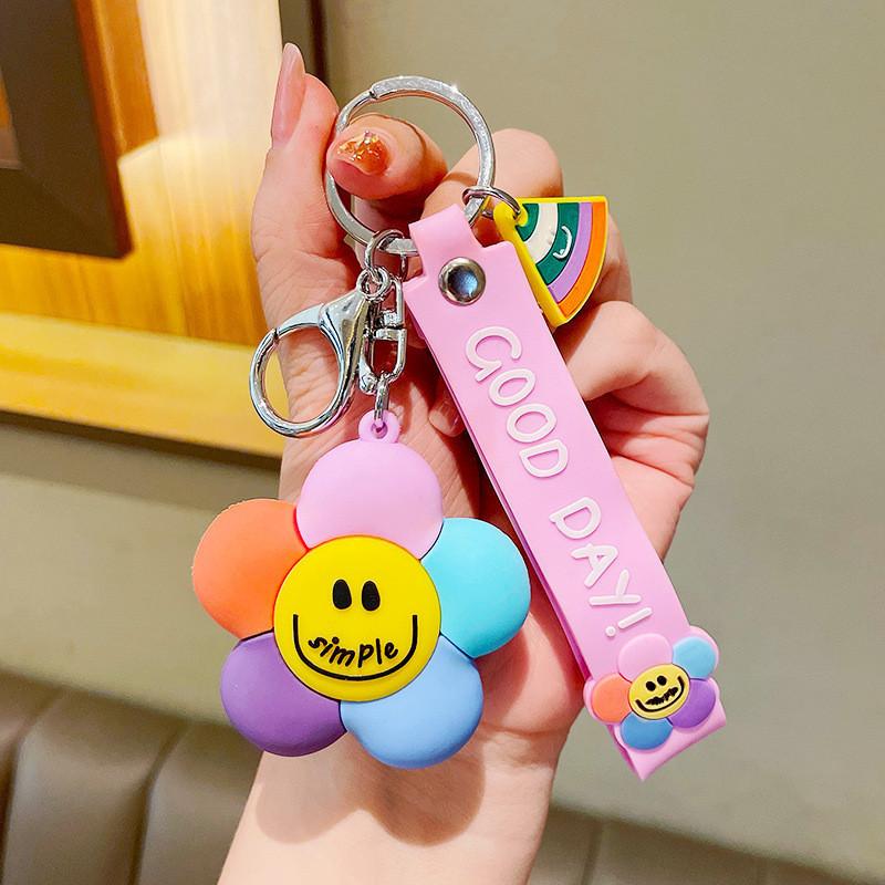 Colorful Adorable Smiley Face Keychain Cute Cartoon Pvc Keyring For Birthdays Parties And