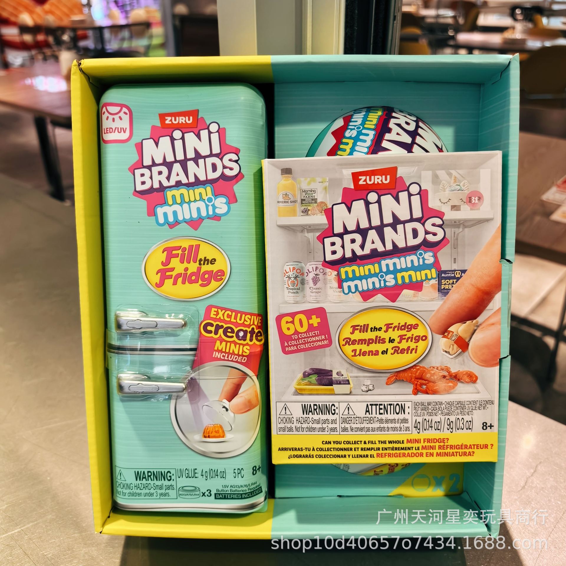 Оригинальный игровой набор Zuru Mini Brands «Заполни холодильник» Светодиодный мини-холодильник с миниатюрными продуктами Коллекционные игрушки Подарки 1 set